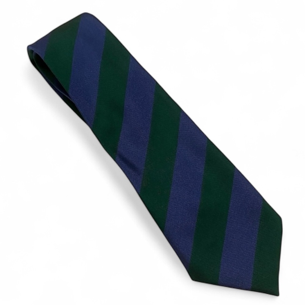 Vintage Benetton Silk Bold Green and Blue Striped Tie Made in Italy
